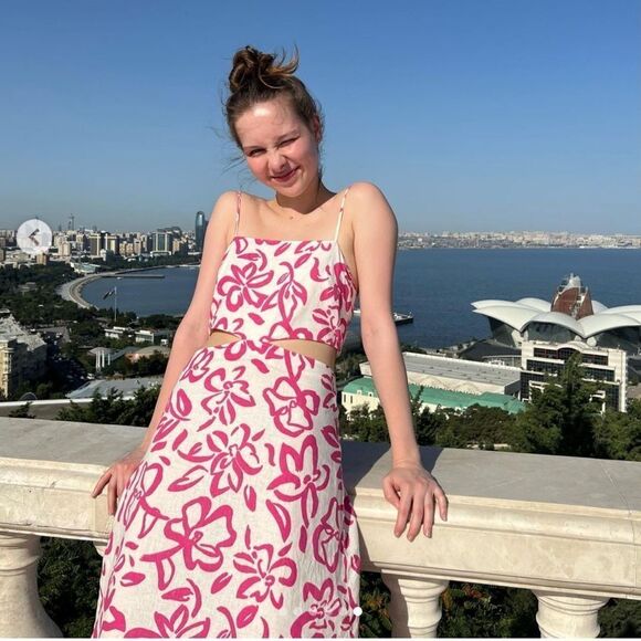 Mango printed linen blend dress with cut out details - Picture 2 of 10